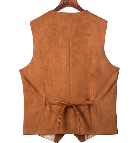 Men's Faux Suede Leather Cowboy Western Vest Cowhide Classic Warm Vest Waistcoat for Men4