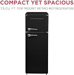Frigidaire EFR756-BLACK EFR756, 2 Réfrigérateur rétro avec congélateur haut, poignées Chrome, 7.5 Cu ft, noir