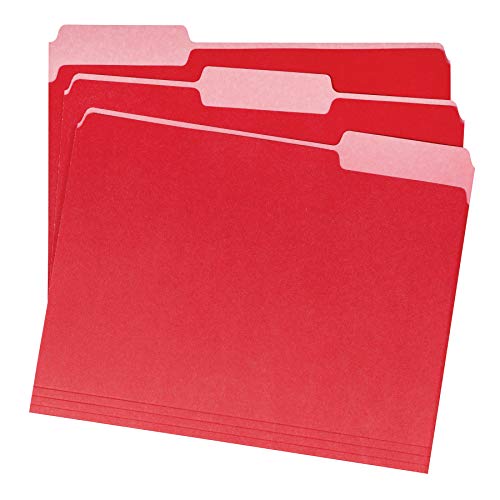Amazon Basics File Folders for Organization, Letter Size, 1/3 Cut Tab, Red, 36-Pack - image 2