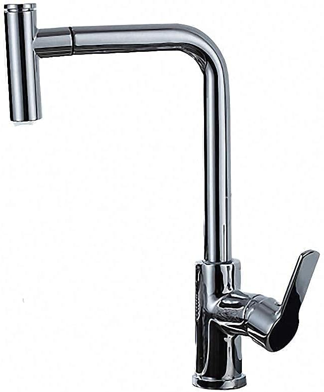 Robinet de cuisine extractible en cuivre blanc à rotation complète pour évier
