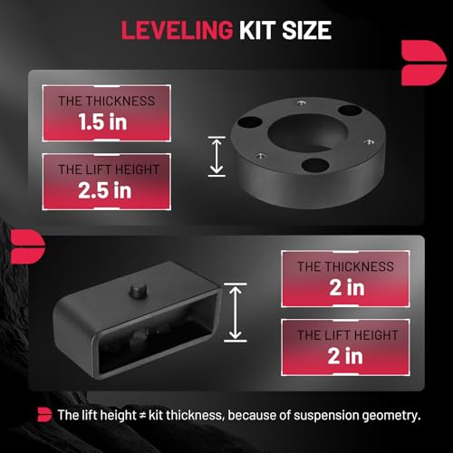 Image of BDFHYK 2.5 inch Front and 2 inch Rear Leveling lift kit for 2007-2023 Silverado 1500 2007-2023 Sierra 1500 2WD /4WD, Aluminum Alloy &A3 Iron Strut Spacers Leveling Kit Suspension Leveling Lift Kit