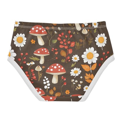 Wusikd Mushrooms Brown Girls' Underwear Cotton Flowers Daisies Girls Briefs Soft Toddler Underwear 2T2