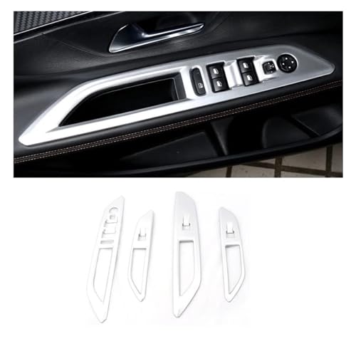 �Ԃ̑��K���X���t�g�X�C�b�`�p�l���J�o�[ �ɓK������ �v�W���[ 3008 5008 GT 3008GT 5008GT 2016-2018 2019 2020 2021 2022 2023 HETEVSCCK(ABS Silver)