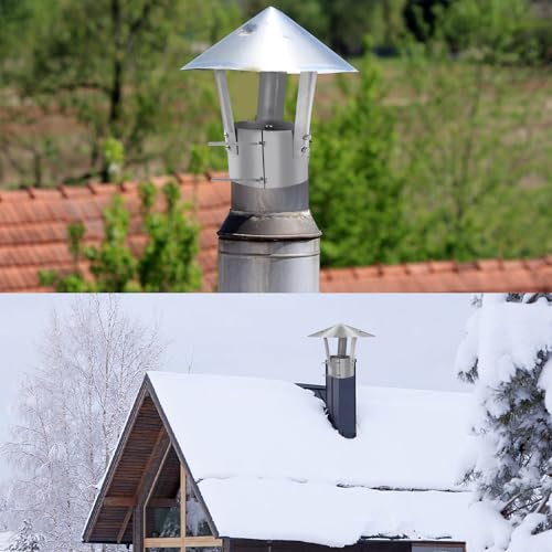 LPZMPZ Schornsteinabdeckung Edelstahl 80 mm Kaminabdeckung Regenhaube Schornstein Rauchfang Abdeckung Regenhaube aus Rostfreiem Stahl (Silber)