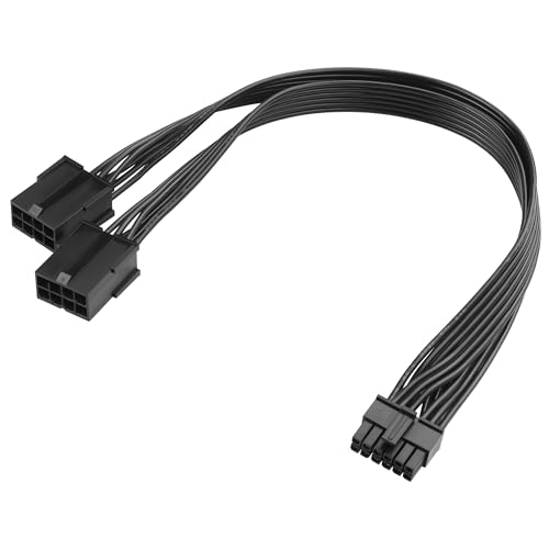 ELFJMZP 2 cables de alimentación de 8 pines a 12 pines compatibles con RTX 30 Series (3090/3080) Founders Edition, AWM 2468 18AWG cable de cinta plano, adaptador PCIE ATX, 30 cm, negro