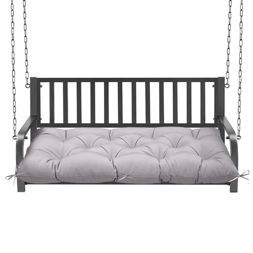 ThinMay Outdoor Bench Cushion XXXX Inch Waterproof & Fade Resistant Patio Furniture Cushions Tufted Fresh Porch Swing Lounger Loveseat Pads with Straps(Light grey-60x20in)