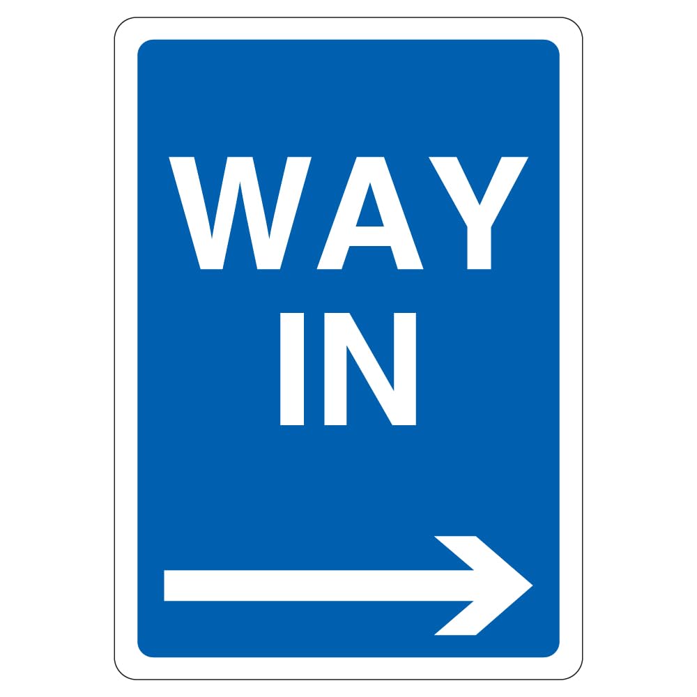 V Safety Way In - Arrow Right 210 x 297 mm (A4) - 1mm Rigid Plastic Safety Sign