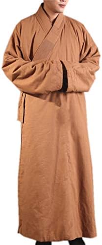 ZanYing Medieval Monk Costume Buddhist Cotton Robe Men Winter Loose Outfit