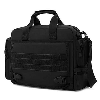 BAIGIO Borsa a tracolla tattica da uomo, borsa a mano militare, borsa portadocumenti per computer portatile da 15,6 pollici, per lavoro, viaggi e sport, Nero, 43 x 12 x 29 cm, Tracolla