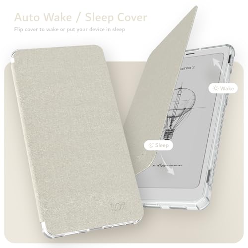 TUDIA SKN FLIP V2 Designed for Onyx Boox Palma 2 Case - [Enhanced Auto Wake/Sleep Technology] Shockproof Slim Transparent TPU Back with Textured Leather Cover - Clear Beige by TUDIA - Image 5