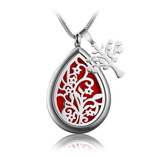 Teardrop Aromatherapy Essential Oil Diffuser Necklace Locket Pendant Hypo-Allergenic 316L Surgical Grade Stainless Steel With 23.6