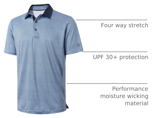 Image of Golf Shirts for Men Dry Fit Short Sleeve Print Performance Moisture Wicking Polo Shirt