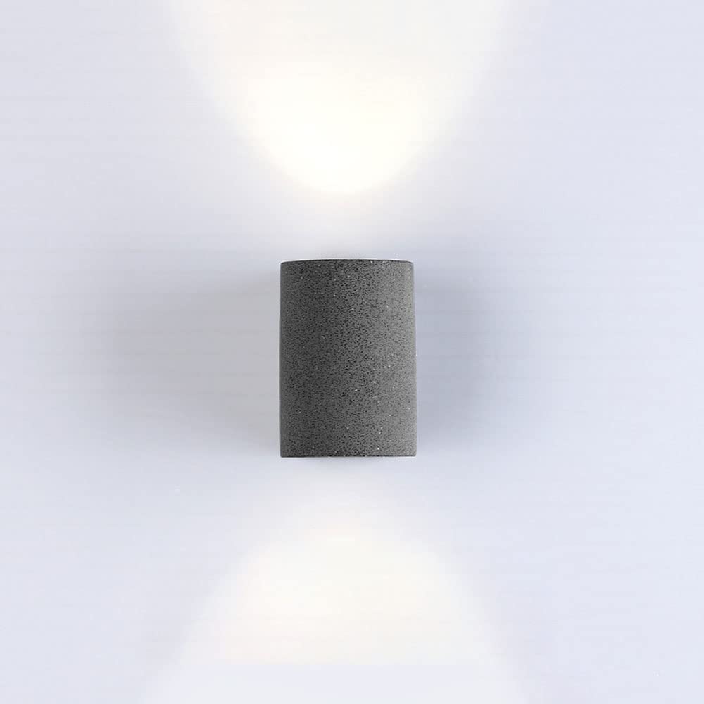 SXSCARKX Cement Wall Lights Up Down Lamp, Indoor Cylindrical Sconce Lighting Fixture, 5W G9 Spotlights for Living Room Bedroom Bedside, Warm White Headboard Lamps (Color : Black Sandstone)
