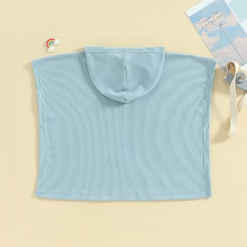 Kids Swim Cover up Girls Boys Waffle Towel Poncho Swimsuit Coverups Or Beach Pool Bath (Blue, 5-6 Years)4
