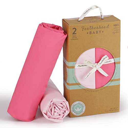 Featherhead™ Baby - Fitted Crib Sheet, Soft, Breathable And 100% Cotton Crib Sheet For Standard Crib And Toddler Mattresses, 28" X 52", 2 Pack, For Girls, Pink Combo #TOP4