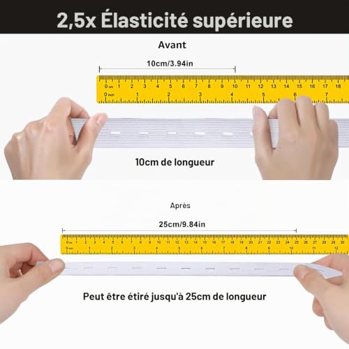 Nadisean 16m Elastique Couture avec Boutonniere, 20mm Élastique Couture avec 12 Boutons et 1 Ciseaux, Blanc Bande Élastique Couture avec Boutonniere, Réglable Élastique Boutonniere pour Pantalons – vue 4