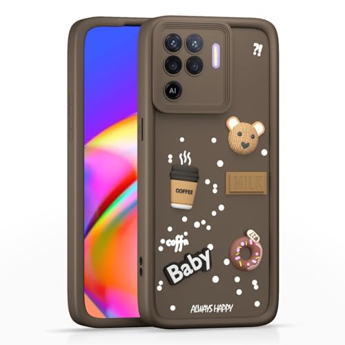 Image of Bintage Case Ball Bear| Donut| Milk Cake| Baby| Coffee Rubber Case Camera Protection Back Cover Compatible for Oppo F19 Pro 4G - Brown