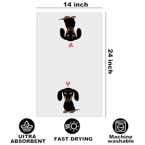 Image of Dachshund Kitchen Towels with Wine Bottle Stopper 24x14 Inch, Dachshund Gifts Reusable Dish Towels for Kitchen Bars Decor, Wine Gift Weiner Dog Gifts for Women Men Christmas Birthday Gift-1