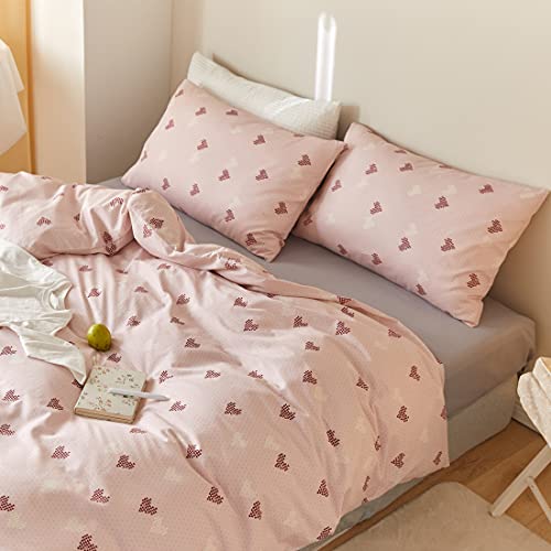Liwhenhao Heart Duvet Cover Set 100% Cotton Full Queen Red And White Love Pink Bedding 1 Abstract Comforter Cover 2 Pillowcases For Kids Girls Boys Woman #TOP1