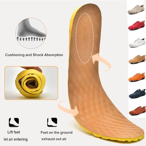 Women's Italian Handmade Leather Sneakers, Outdoor Soft Soled Non Slip Waterproof Casual Lightweight Breathable Walking Beck Shoes for Hiking Trailing Camping & Driving (Color : Beige, Size : US 6)3