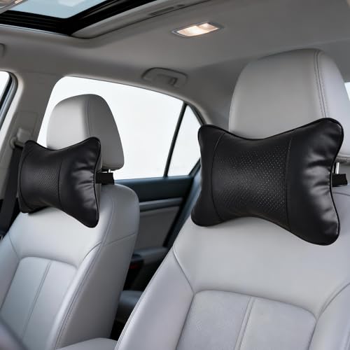 SendyFeather 2 Pack Car Neck Pillow Soft Breathable Headrest Pillows for Driving Support Universal Fit for Most Car Seats Decor AccessoriesBlack