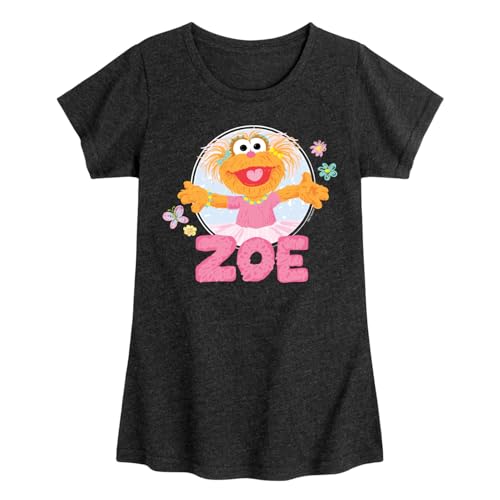 Sesame Street - Zoe Scribble - Girls Fitted Short Sleeve Graphic T-Shirt