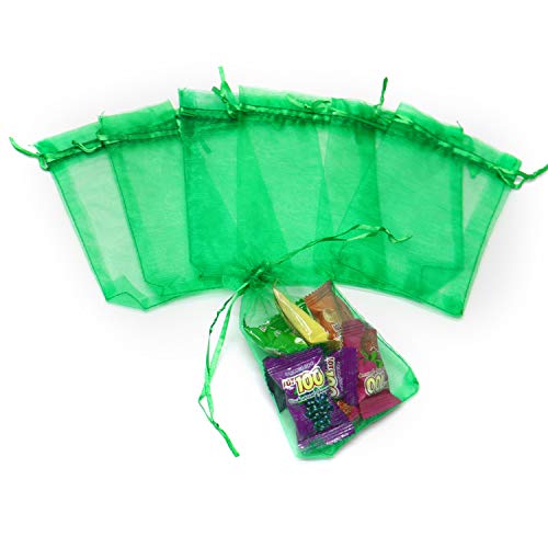Image of Dealglad 50pcs Drawstring Organza Jewelry Candy Pouch Christmas Wedding Party Favor Gift Bags (3.5x4.5 inch, Green)