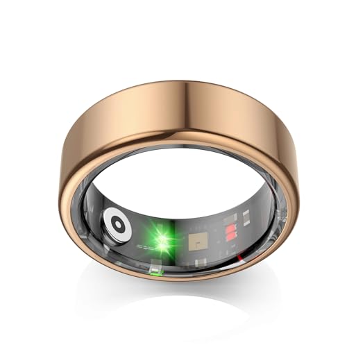 EOGBM Smart Rings for Men, Fitness Trackers for Women - Sleep Tracking Wearable - Heart Rate - Blood Oxygen - IP68 Waterproof, Compatible with Android & iOS（Rose Gold） (8#)