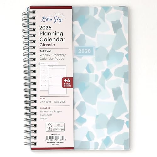 Blue Sky 2026 Weekly and Monthly Planner Calendar, January 2026