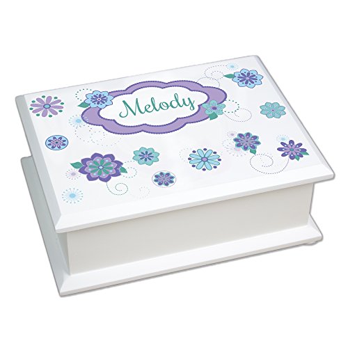 Personalized Teal Purple Florascope Lift Top Jewelry Box #TOP7