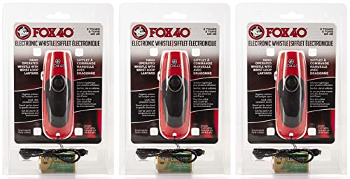 Fox 40 3-Tone Electronic Whistle 125 Db w/Lanyard & 9 Volt Battery (3-Pack)