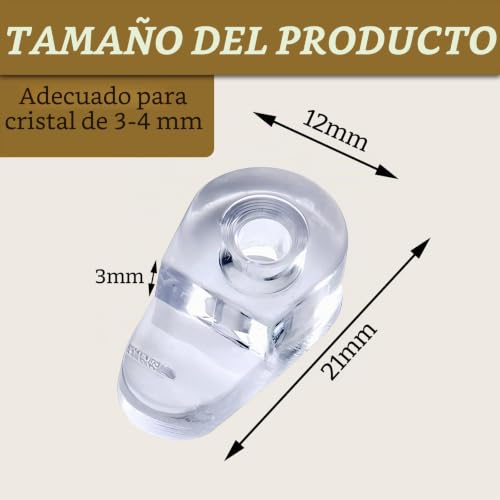 Miniatura 2 de 25 Sujetadores De Vidrio Plástico Transparentes - Para Puertas De Armarios, Espejos De Baño Y Caravanas, Fijación Segura Y Estética.