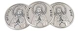 Religious Gifts Argent Tonique Base Mystical Rose Jeton de Poche avec Pénitence prière Dos, Lot de 3, 1 1/20,3 cm