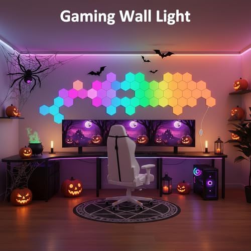 Pannello LED Esagonale RGB 8 Pezzi Luci Smart Sei-Angoli Lampade da Parete per Gaming con Sincronizzazione Musicale e Controllo tramite App, Pannelli di Luce per Camera dei Giochi - Illuminazione - Immagine 1