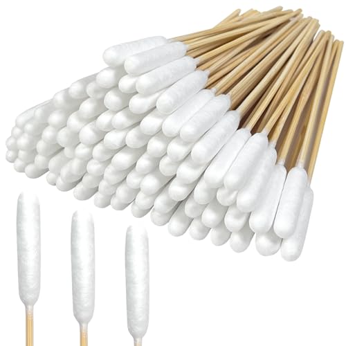 100 Pcs Large Cotton Swabs for Pet Care, 6 Inch Long Cotton Swabs with Bamboo Handle, Professional Dog Ear Swabs, Absorbency Big Cotton Tips, Pet Cleaning Solution Supplies