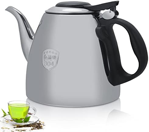 Stainless Steel Tea Pot, 1.2L Easy Pour Teapot Tea Kettle Tea Coffee Pot with Heat-Resistant Handle for Fruit Herbal and Infusion Tea