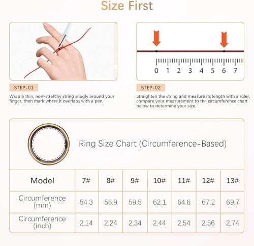 Fit Ring, Smart Health Rings for Women Men with Heart Rate,Blood Oxygen,HRV,Stress Level, Sleep Monitor, Step Tracker, No Subscription Fee, IP68 Waterproof Smart Ring for iphone &Android (Gold, 10# by FKGZJF - Image 2