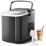 Portable Ice Maker Countertop, Dual-Size(Large/Small) Ice Machine with Self Cleaning, 1.5 Water Tank with Ice Scoop & Basket,9 Cubes in 6 Mins, 12Kg/24h, for Home/Kitchen/Office/Bar, Black