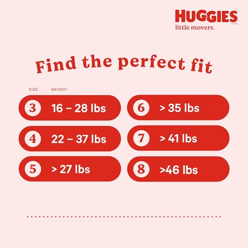 huggies size 4 diapers little movers baby diapers size 4 22-37 lbs 150 count 6 packs of 25 packaging may vary