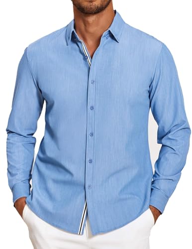 Chemise décontractée en denim bleu ciel COOFANDY pour vos weekends