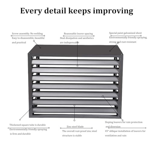 Aluminium- Klimaanlagenabdeckung, Schutzgitter für Wärmepumpen, dekorativer Sichtschutzzaun, Blumenständer, Mülltonnengehäuse, freistehende Raumteiler mit Lamellen (Bro-4