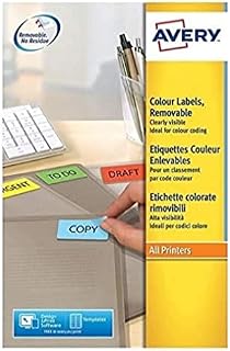 Avery L6035-20 Printable Labels with Removable Adhesive (Label Size 63.5 x 33.9 mm, 20 A4 Sheets Per Pack) - Yellow