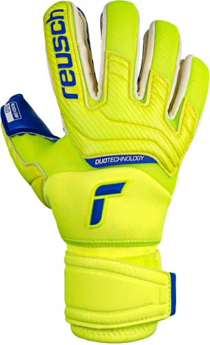Reusch Attrakt Duo Ortho-Tec Goalkeeper Gloves, Yellow/Blue, Size 11 #TOP1