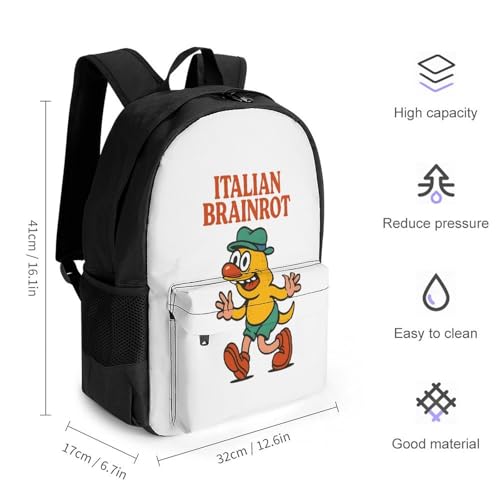 Italian Brainrot Merch Backpack With Pocket Italian-Brainrot Meme Travel Backpack 42x30.5cm2