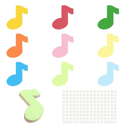 PATIKIL Recortes musicais, pacote com 144 símbolos de papel, recorte musical colorido para decoração