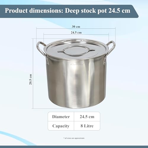 Buckingham Stock Pot with Stainless Steel Lid Multi Purpose Boiling Pot for Soups Stews & Pasta (8 litres) - Image 3