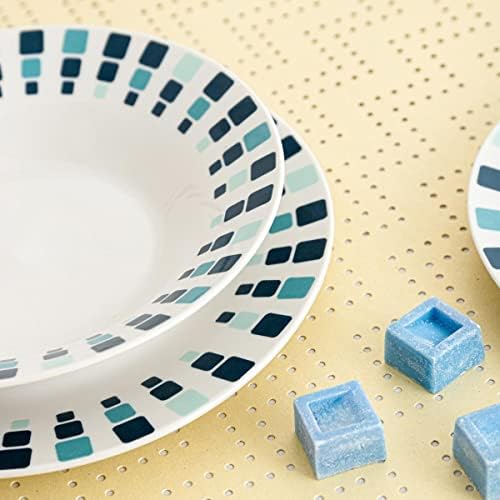 Quid 5424051 Simetric Zastawa stołowa Porcelana 18 Pieces -6 People Biały, Turkusowy