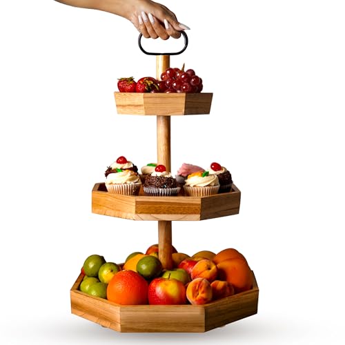 3 Tier Cupcake Stand - Durable Wooden Cupcake Stand, Versatile Tiered Tray Stand, Aesthetic Rustic Cupcake Stand for Wedding, Parties, Gatherings & Decoration