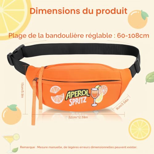 Seivunol Sac Banane Aperol Spritz Tendance pour Femme, Brodée Légère – vue 3