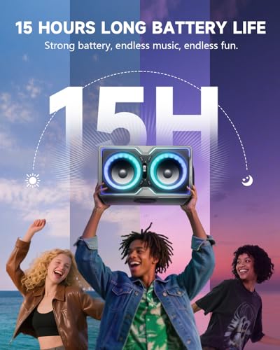 Image of Hotlemon Large Bluetooth Speaker: 240W Peak Powerful Loud Sound with Deep Bass, 15H Playtime, Fast Charge, TWS, Portable Wireless Speakers for Outdoor, Party, Beach, Backyard, Home, Outside (Silver)
